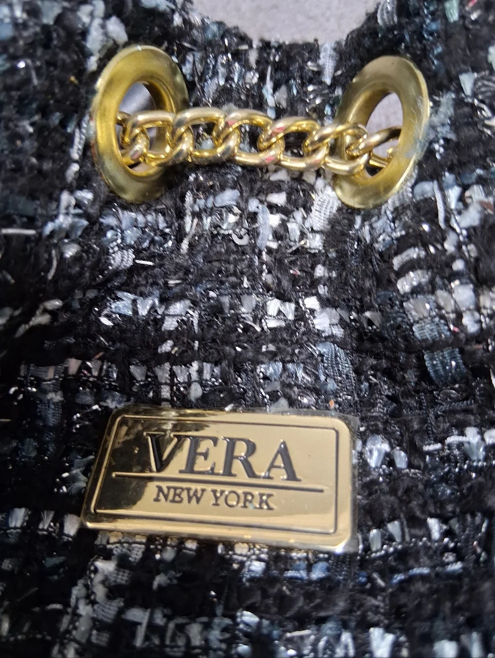 Vera New York Isabella Chain Drawstring Backpack Purse EUC Stylish & Chic